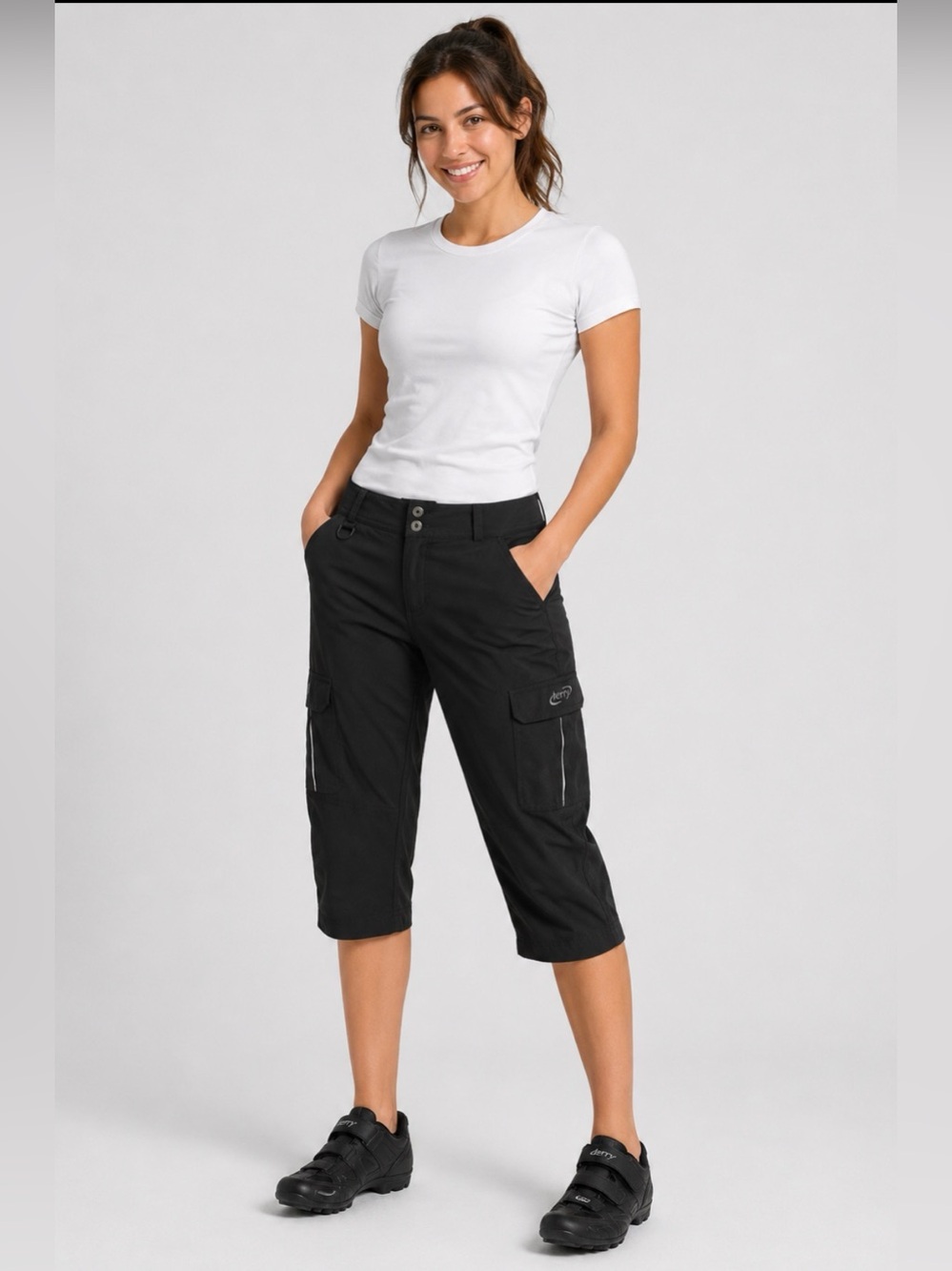 TERRY BICYCLES Bike Capri Pants Below Knee Size Large Black